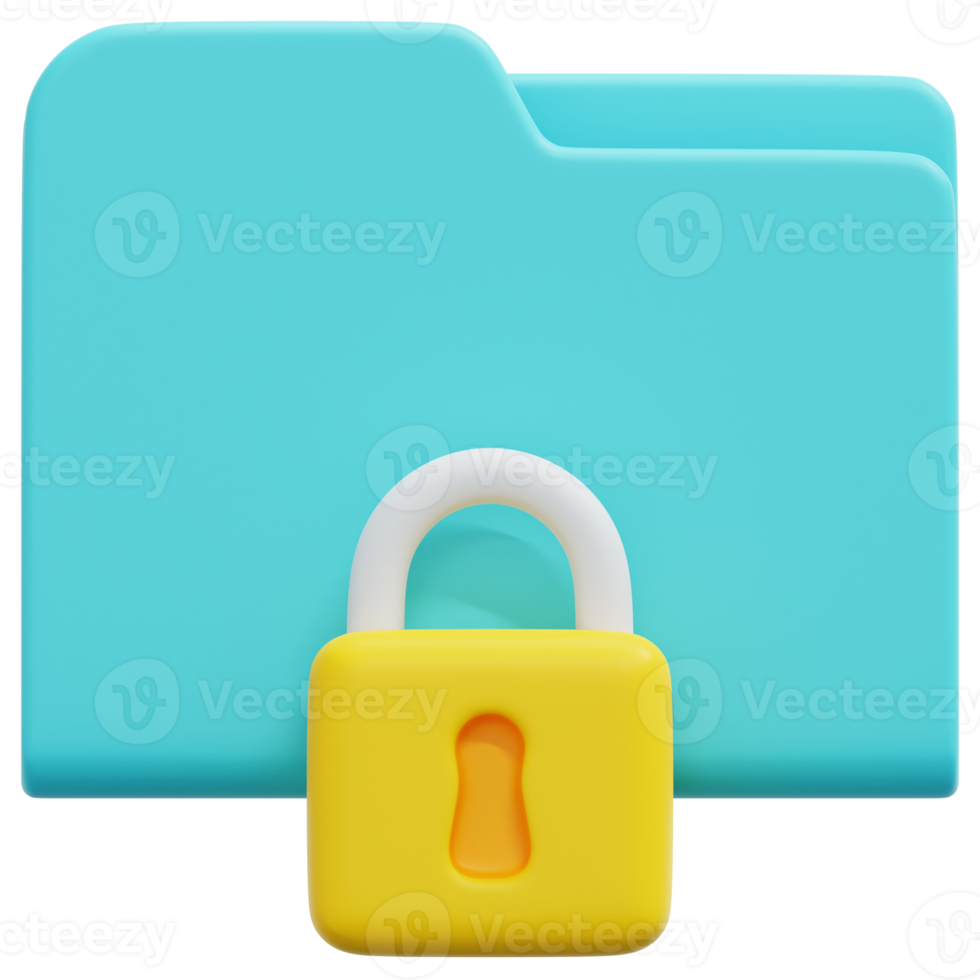 secure 3d render icon illustration png