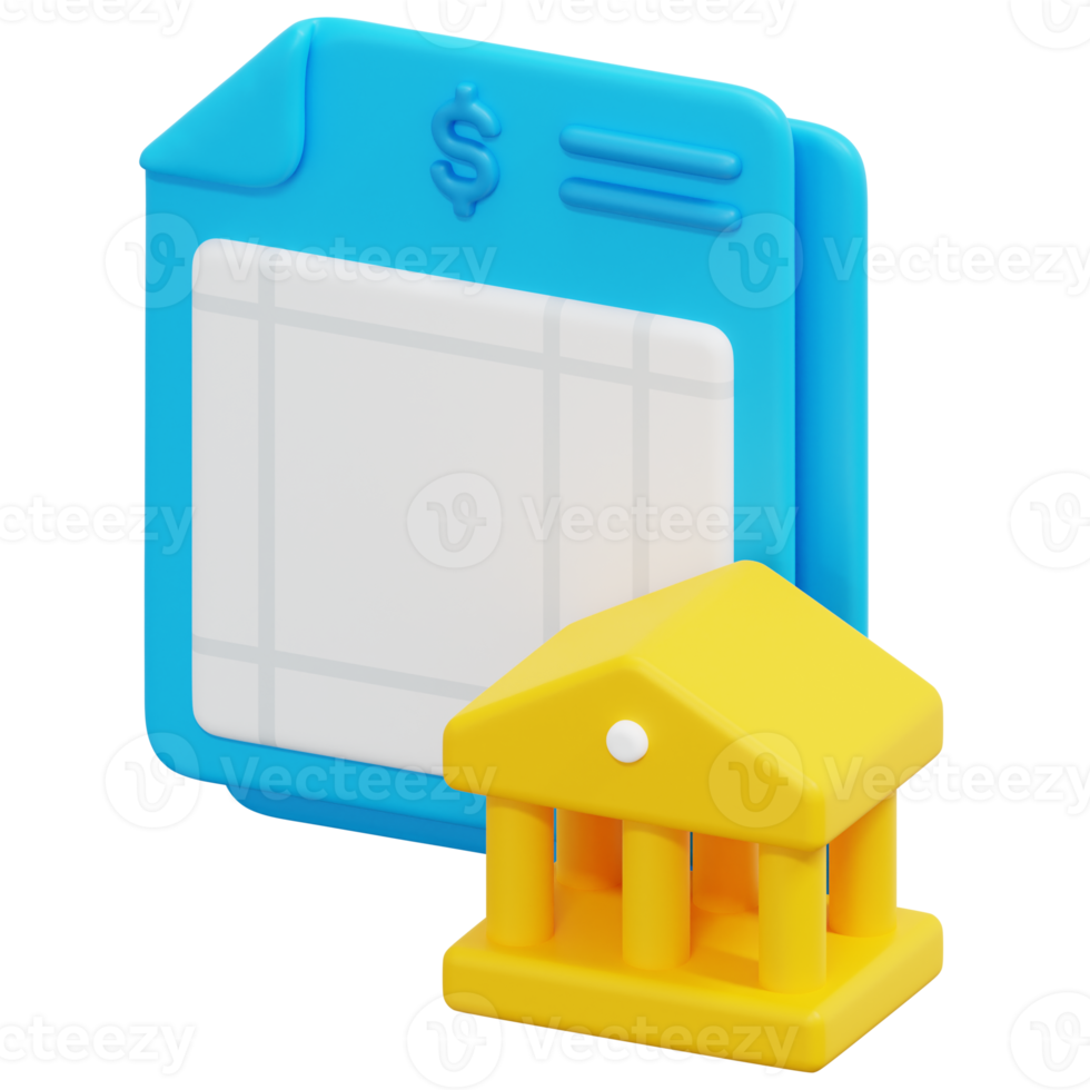 bank statement 3d render icon illustration png