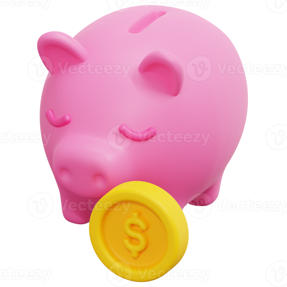 piggy bank 3d render icon illustration png