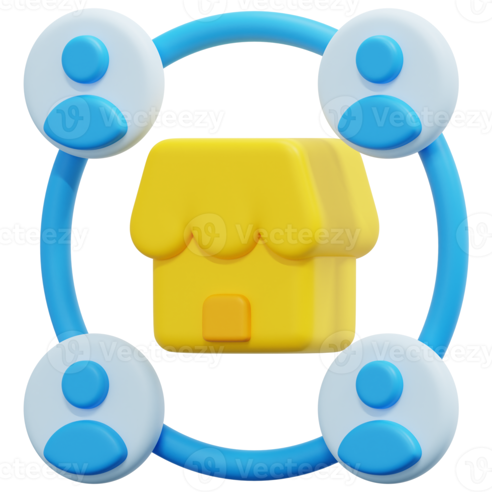 market 3d render icon illustration png