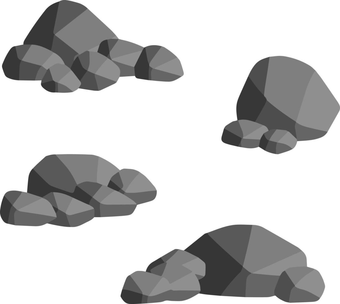 Natural wall stones and smooth and rounded grey rocks. vector
