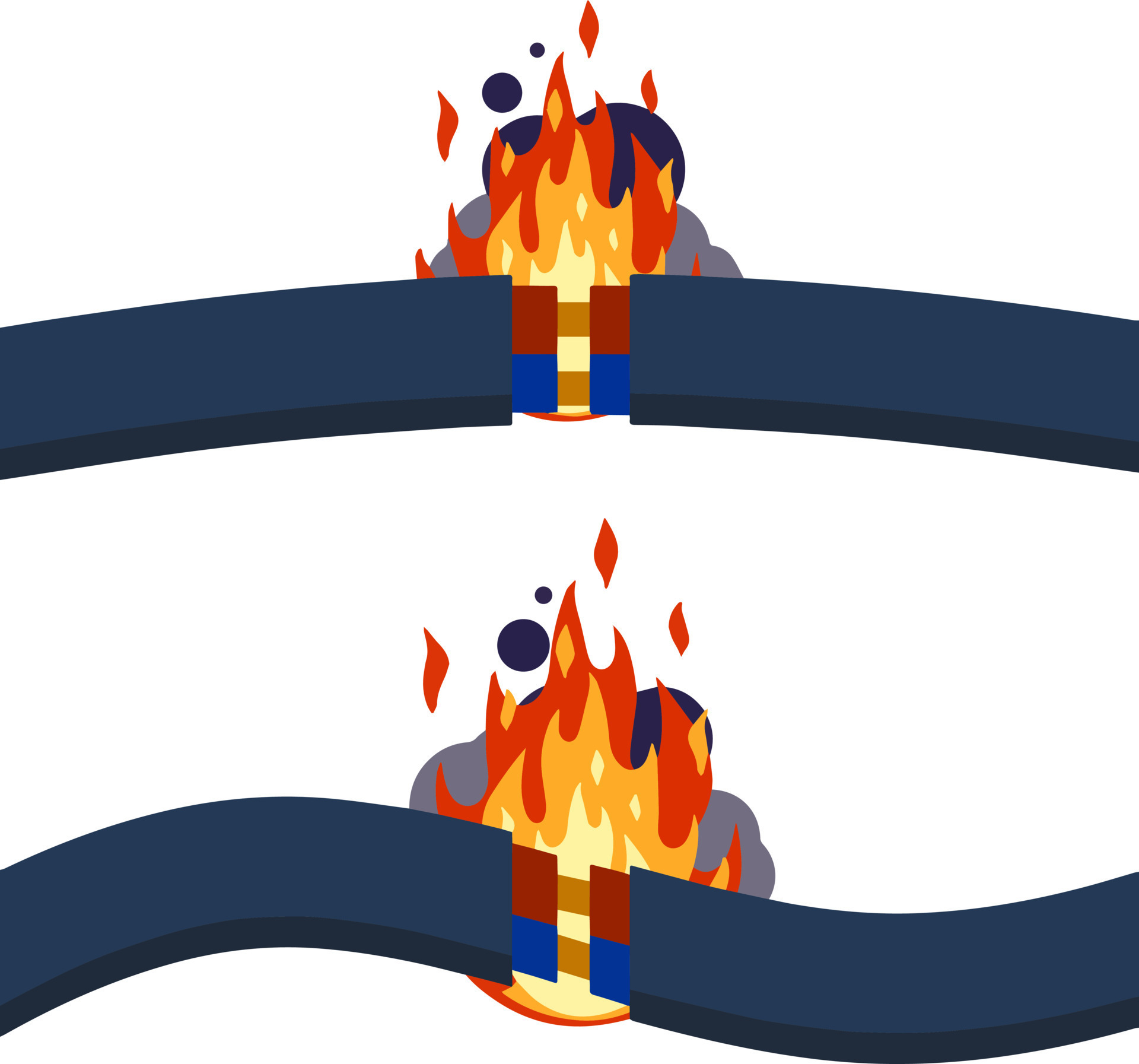 Damaged cable with red wire. short circuit. Cartoon flat illustration