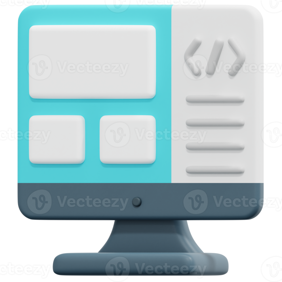 front end 3d render icon illustration png