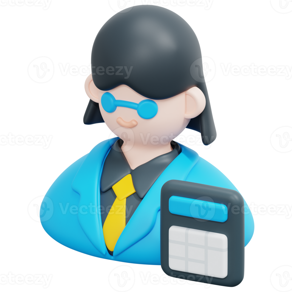 accountant 3d render icon illustration png