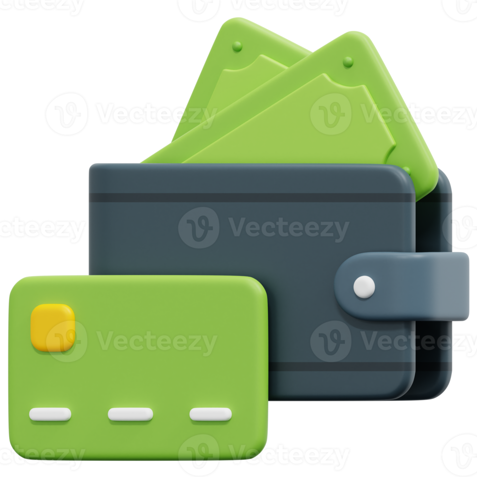 wallet 3d render icon illustration png