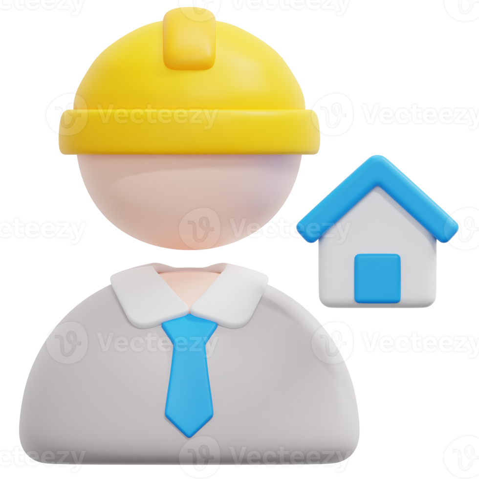 architect 3d render icon illustration png