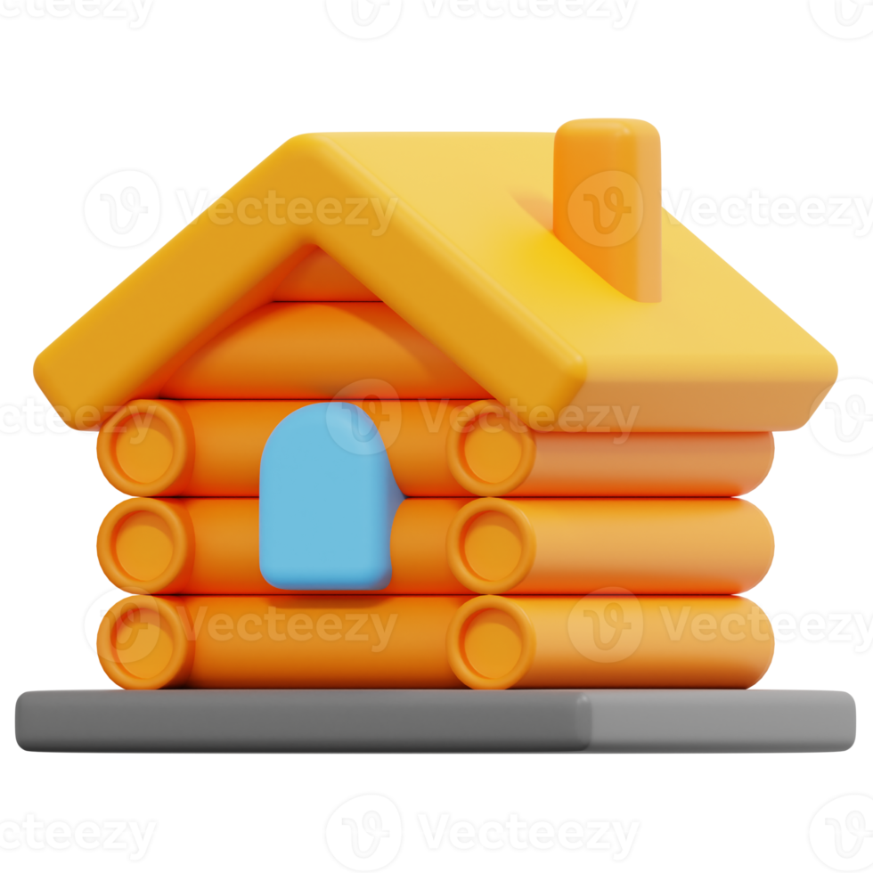 cabin 3d render icon illustration png