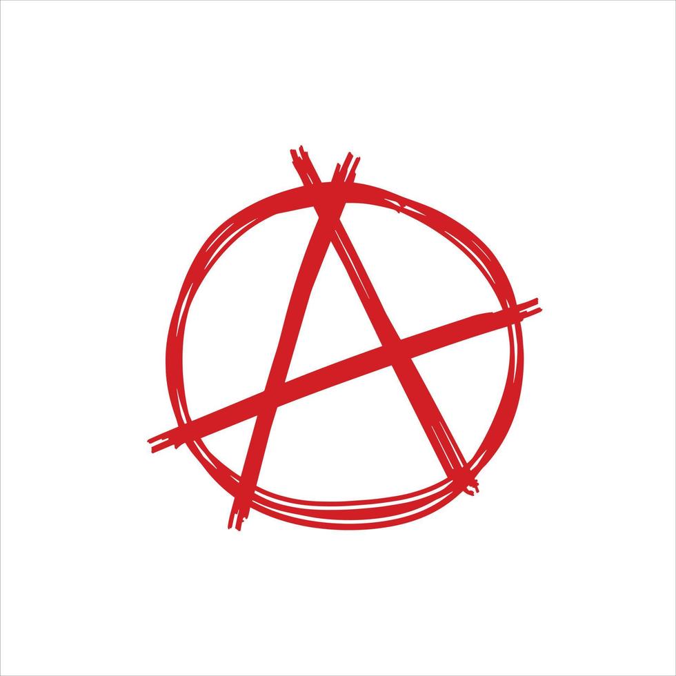 Anarchy. Letter A in the circle. Symbol of chaos and rebellion. Red brush icon. vector