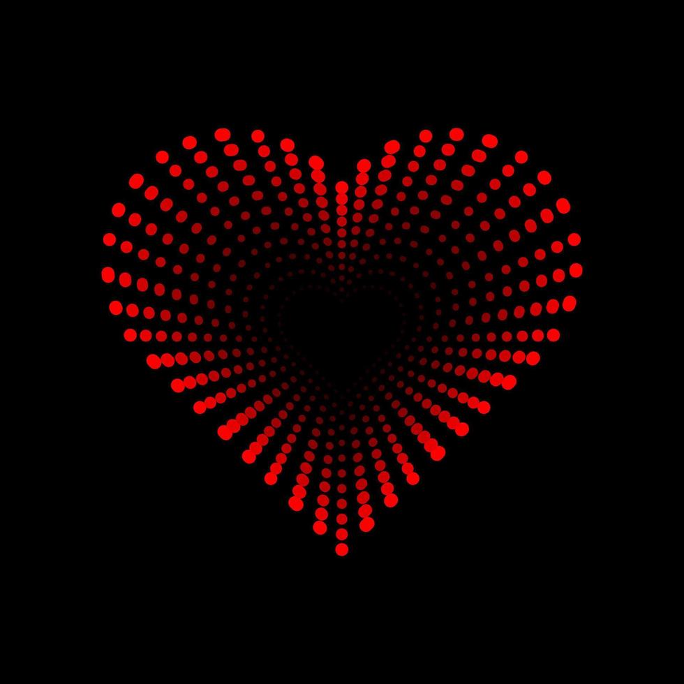 Red dotted black hole heart logo icon vector. Love dots symbol for valentine's day clipart. vector