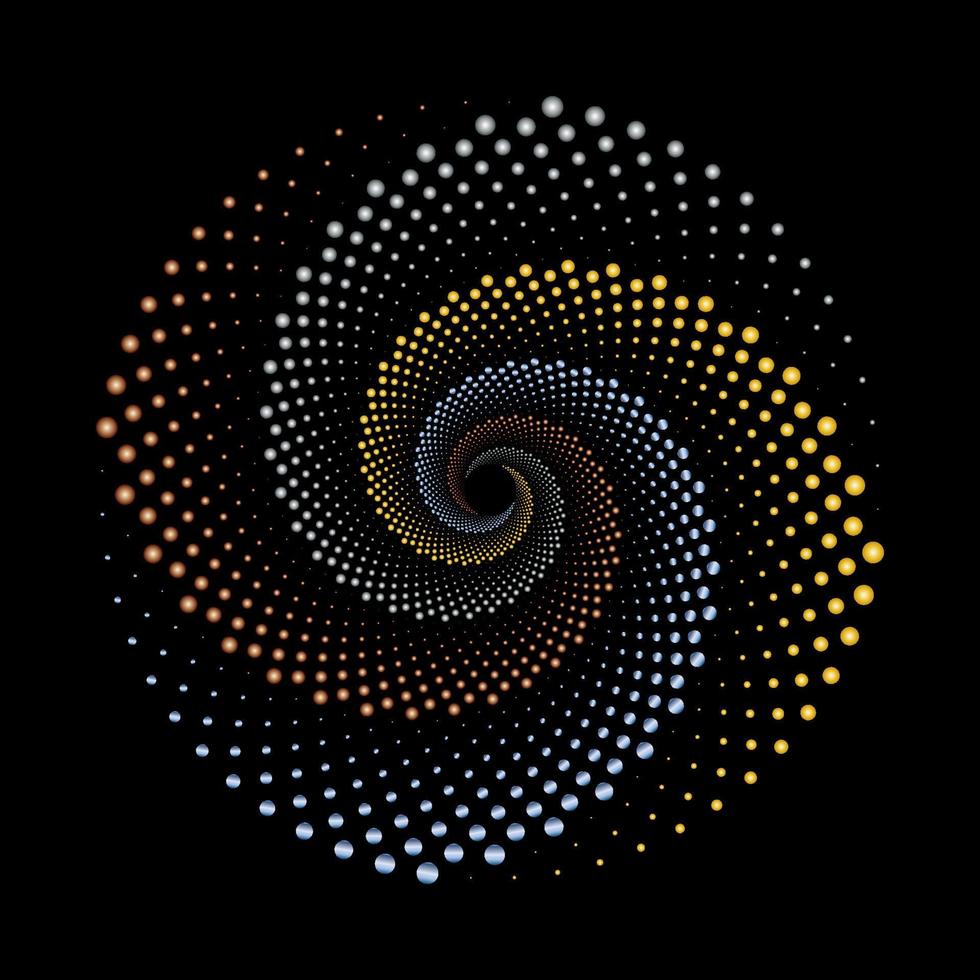 Metallic gradient dotted spiral vortex circle logo vector