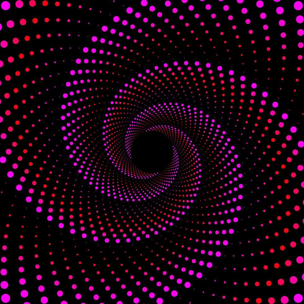 Pink and red 3d wavy dotted spiral vortex vector background