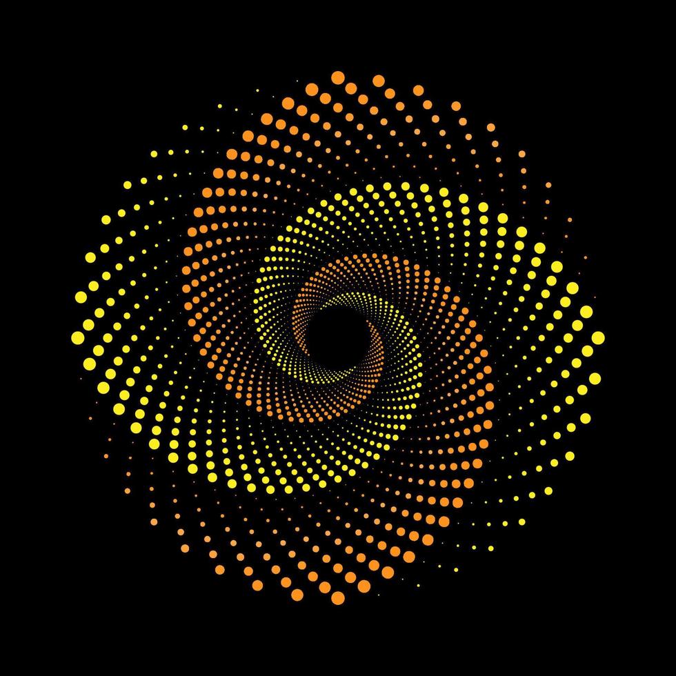 Yellow and orange dotted spiral vortex circle vector