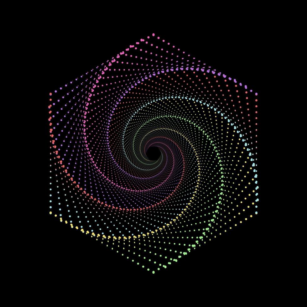 3d colorful swirl pattern dots hexagon vector