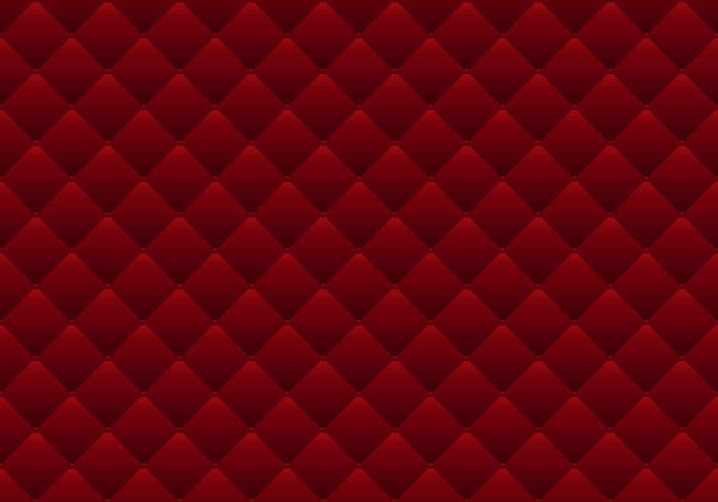 Realistic red upholstery leather texture vector background. Vintage quilted embossed squares and beads seamless pattern.