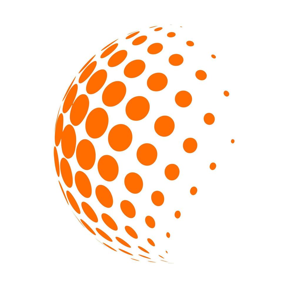 3d orange halftone globe logo vector template