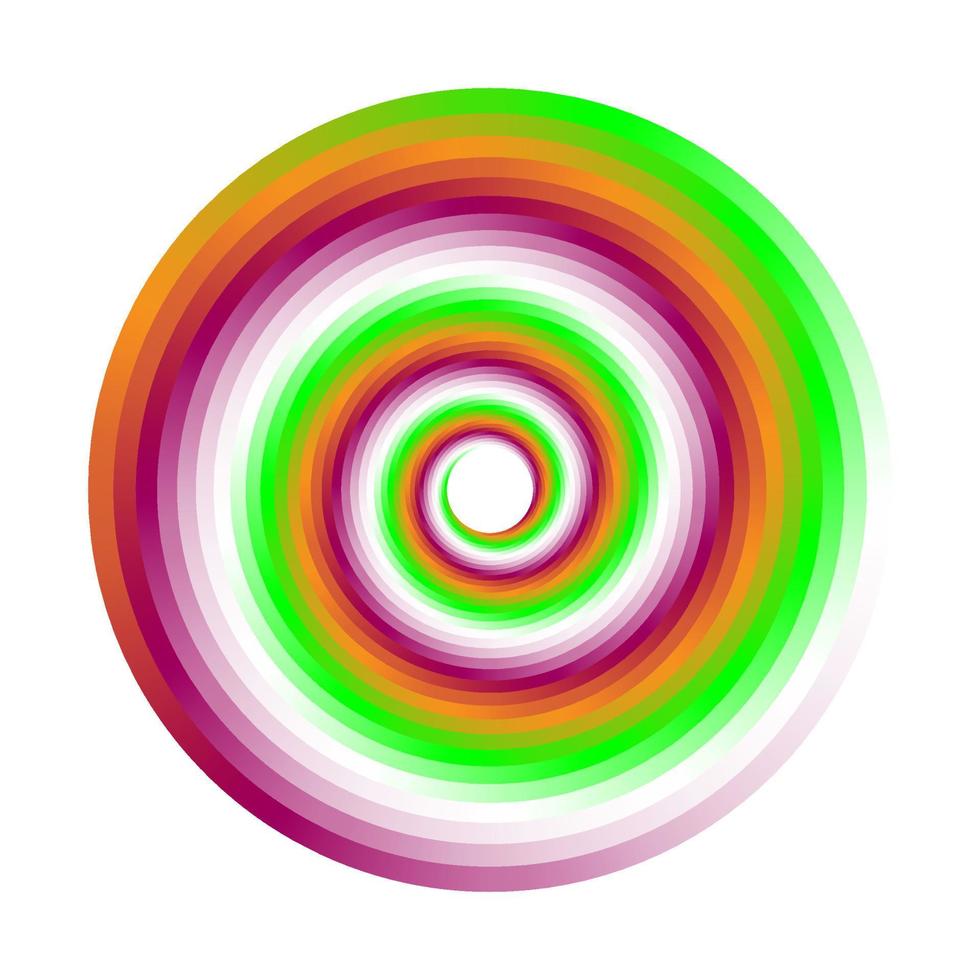 White, purple, orange, and green gradient swirl circle logo vector