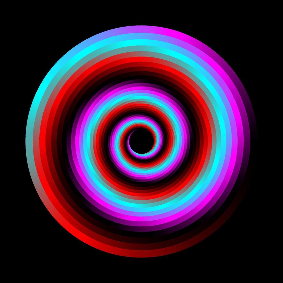 Pink, cyan, and red gradient swirl pattern logo vector template. Optical illusion spiral vortex.