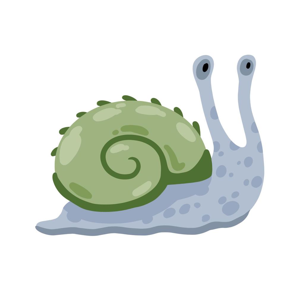 Spiral shell of snail or mollusk. Simple doodle cartoon illustration. Decoration of aquarium and nature. vector