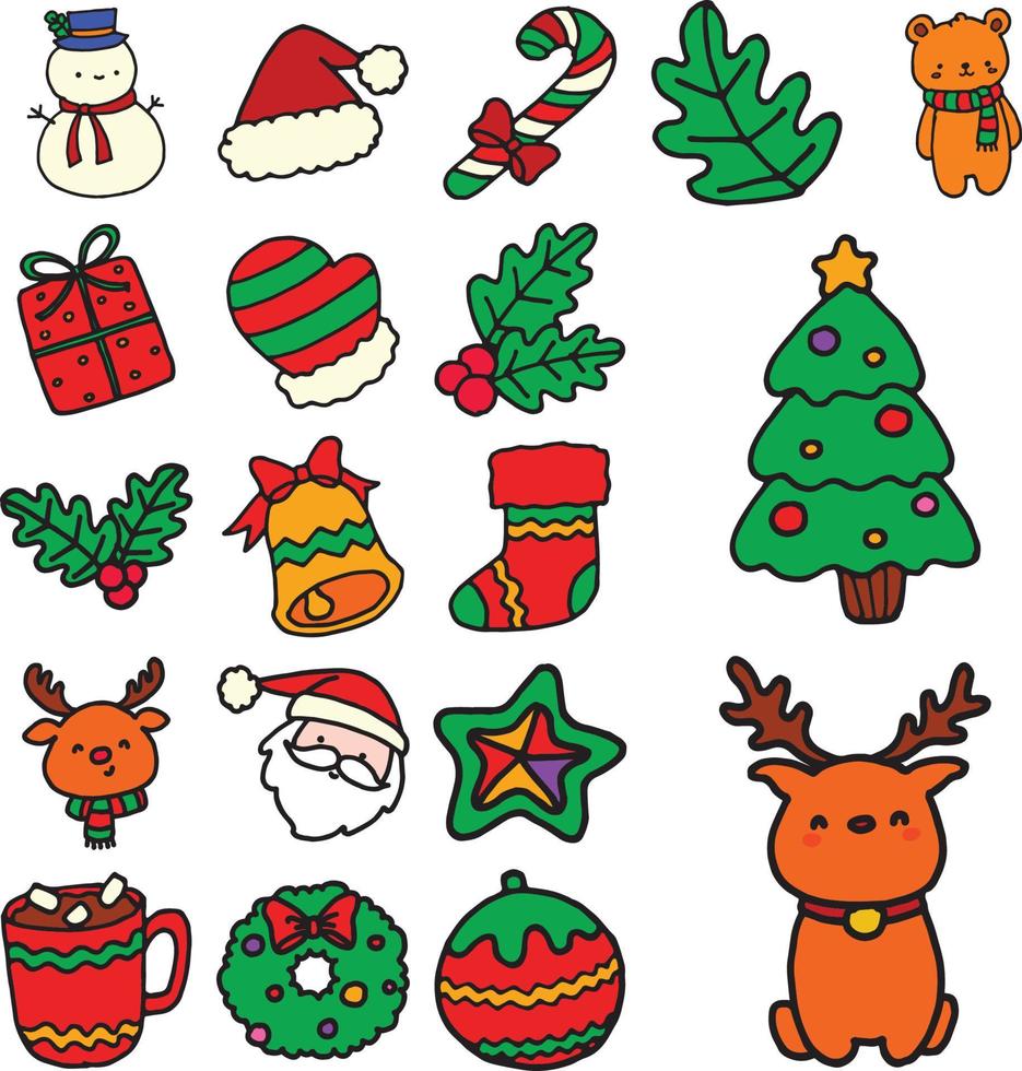 Illustrations of Cute Christmas Icons vector