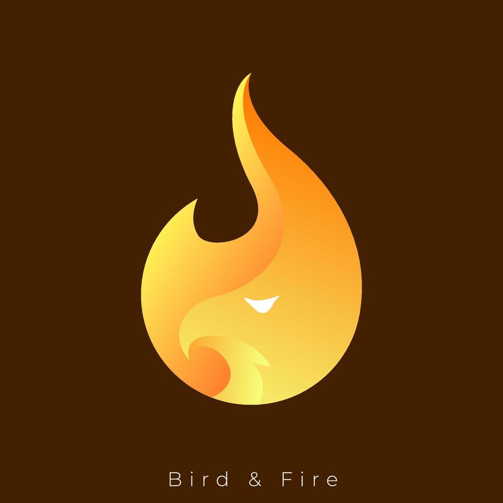 Abstract Fire Flame Bird Logo. bird fire flame logo. golden bird and fire logo concept. gold. vector