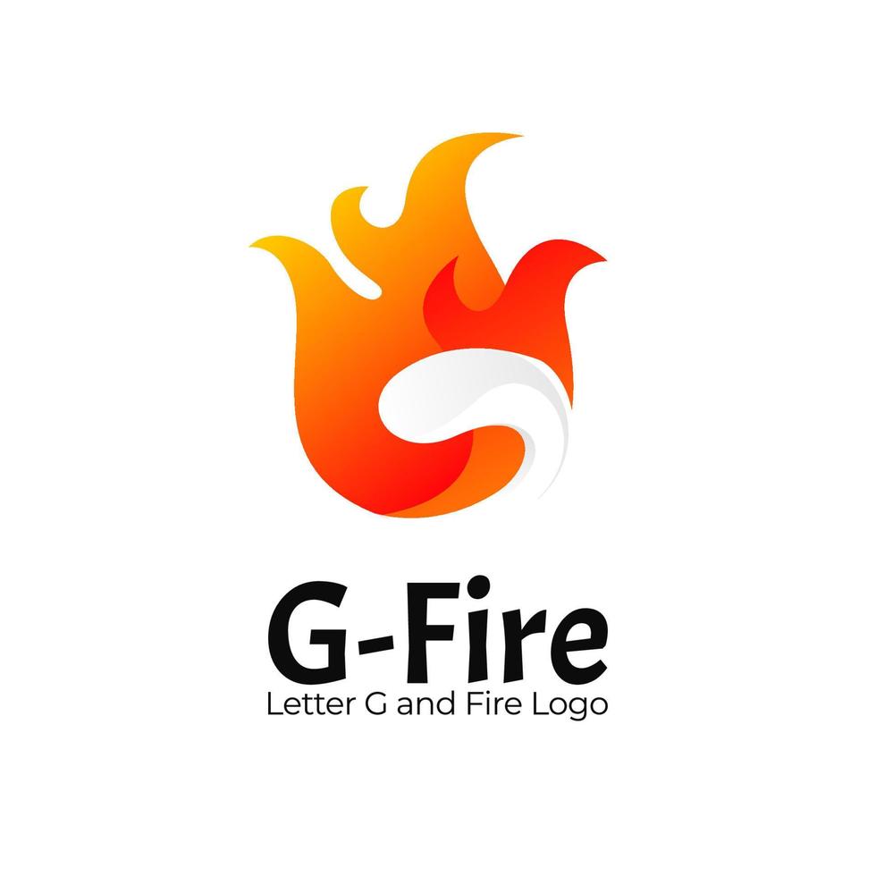 letter G and Fire logo company. Initial letter G and fire logo design concept. flame fire logo. vector