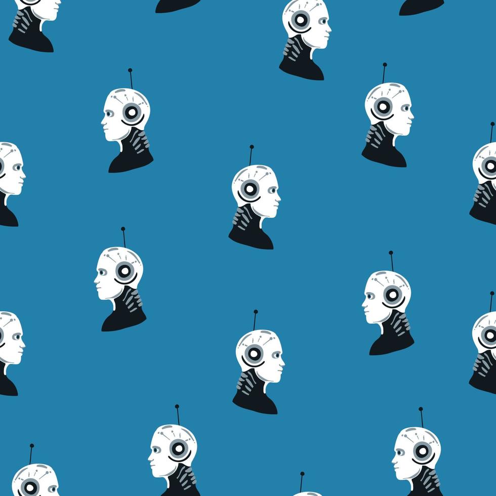 seamless Robot pattern,cartoon vector illustration hand drawing