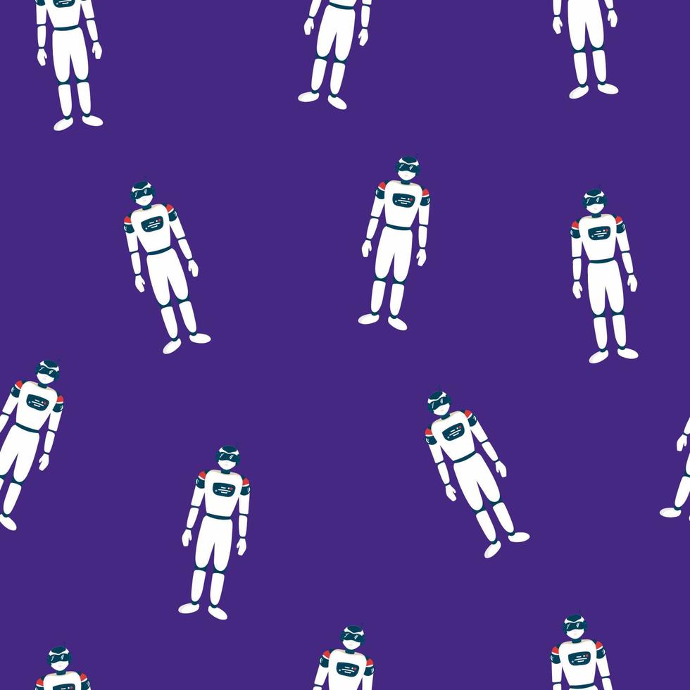 seamless Robot pattern, cartoon vector illustration. hand drawing