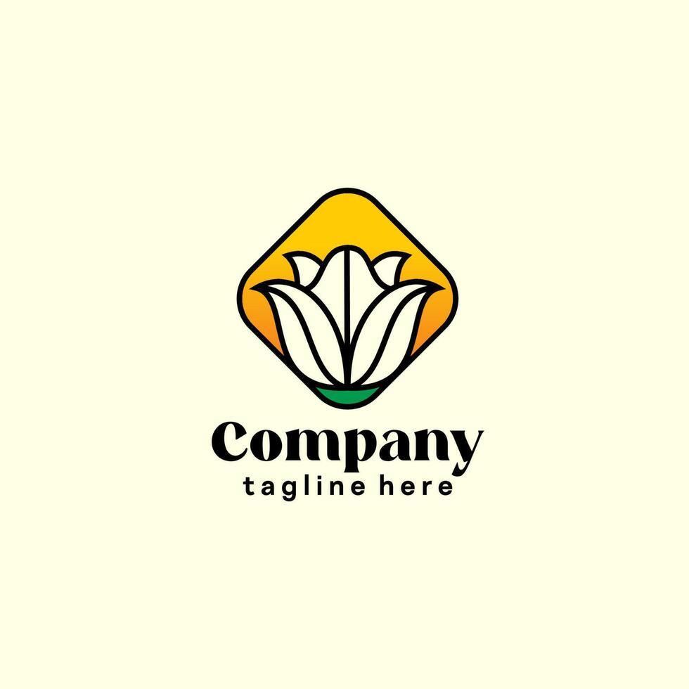 flower logo with lineart style vector