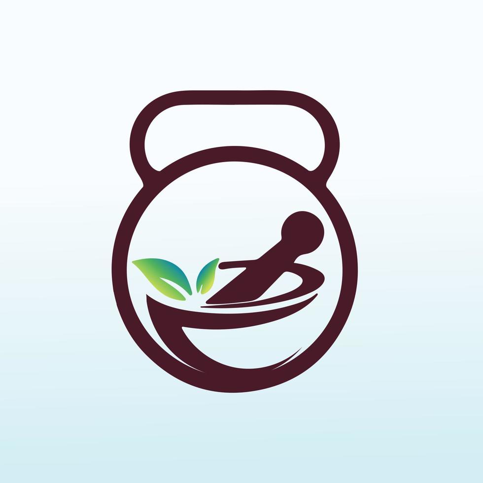 Restoring Health with fitness dumbbell icon logo design. vector