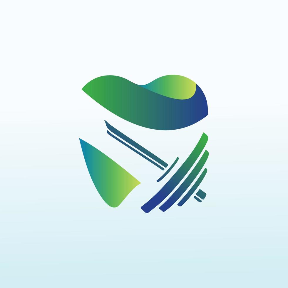 Dental with fitness dumbbell icon logo design. vector