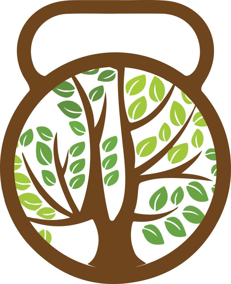 rural propiedad árbol con aptitud pesa icono logo diseño vector