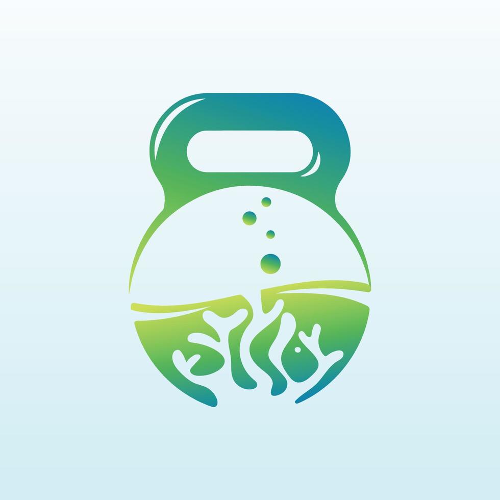 aquarium vector logo design with fitness icon