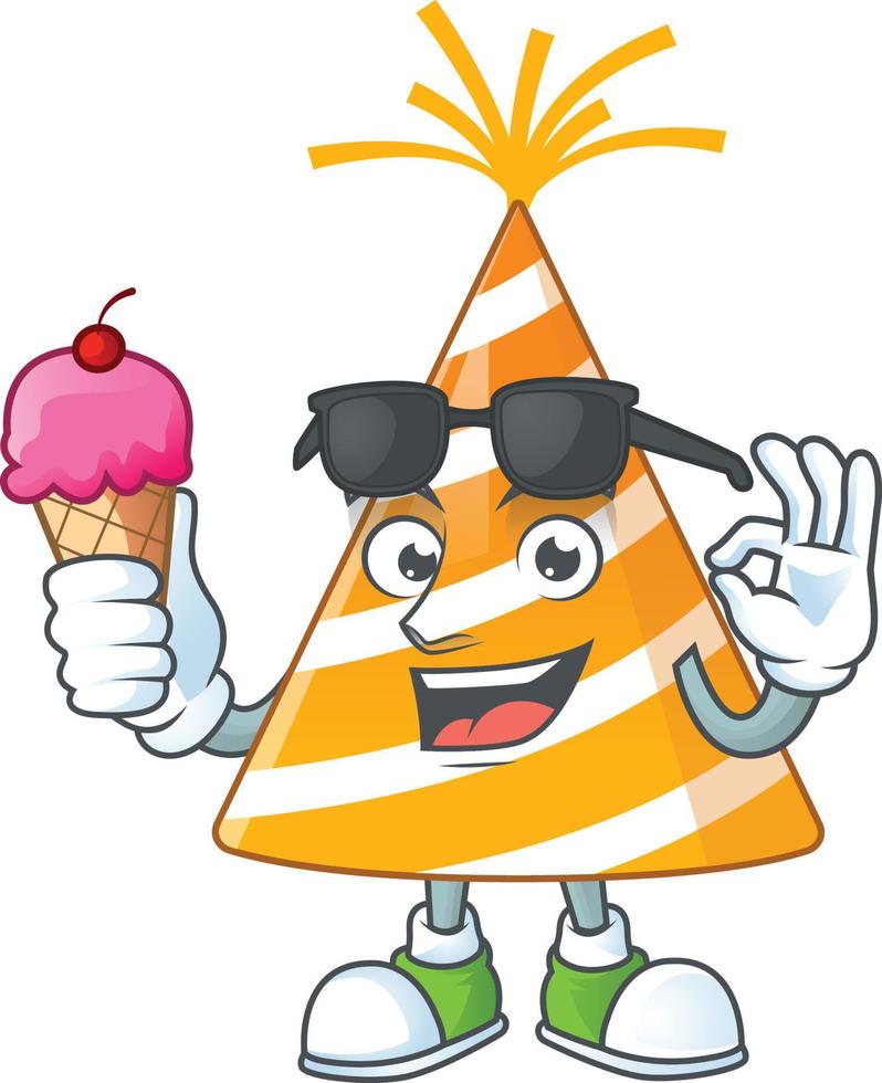 Cartoon character of yellow party hat vector