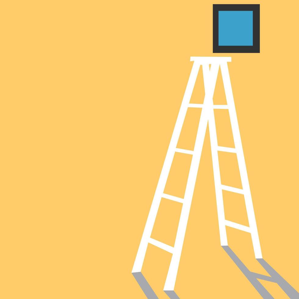 Ladder placed next to a window vector