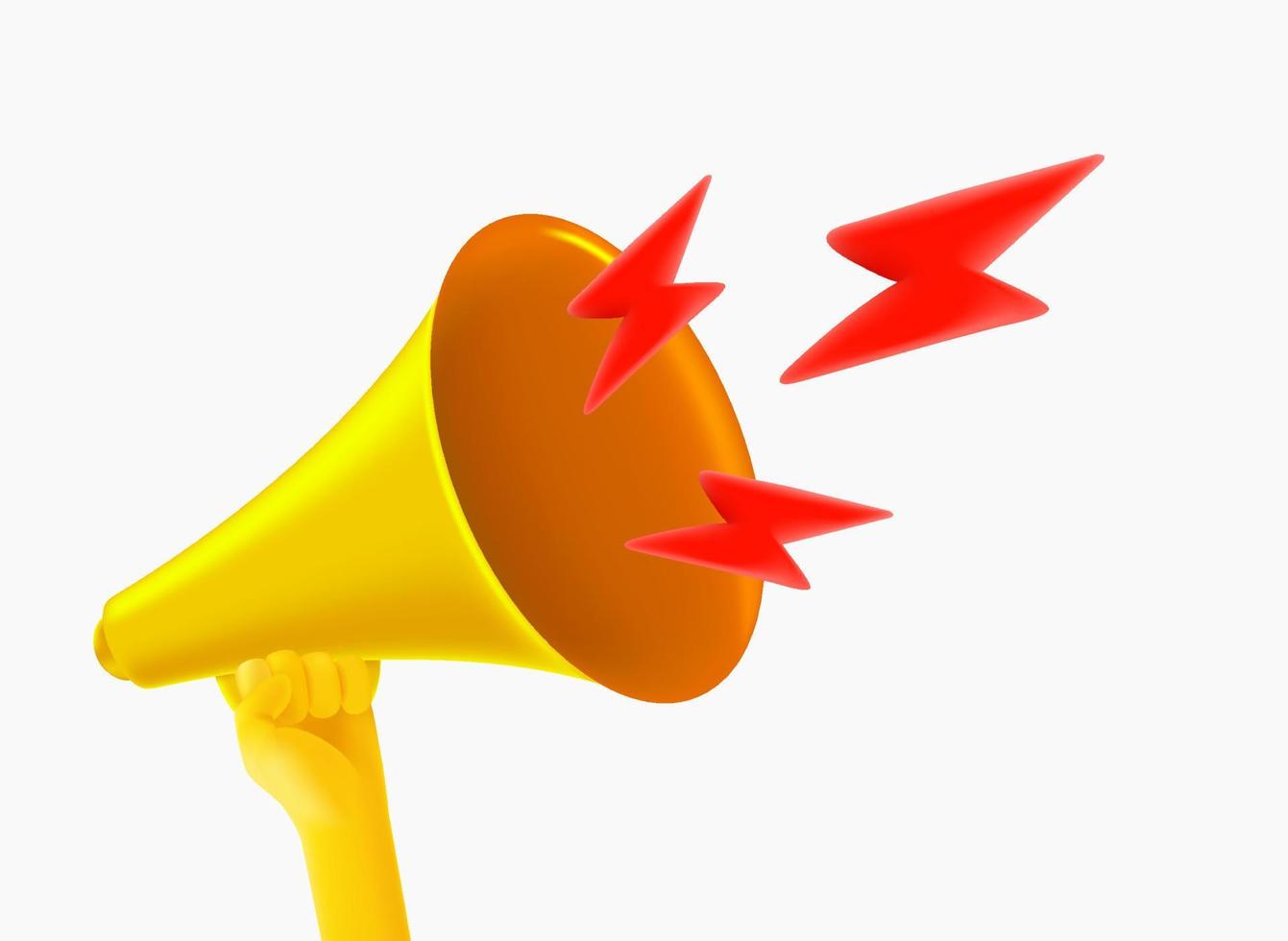 Loudspeaker with lighting signs. 3d vector illustration
