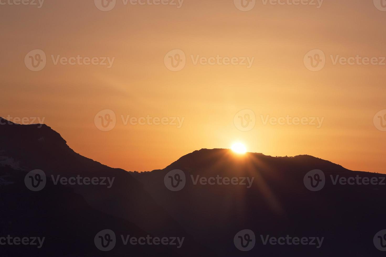 view on sunrise on Santorini photo