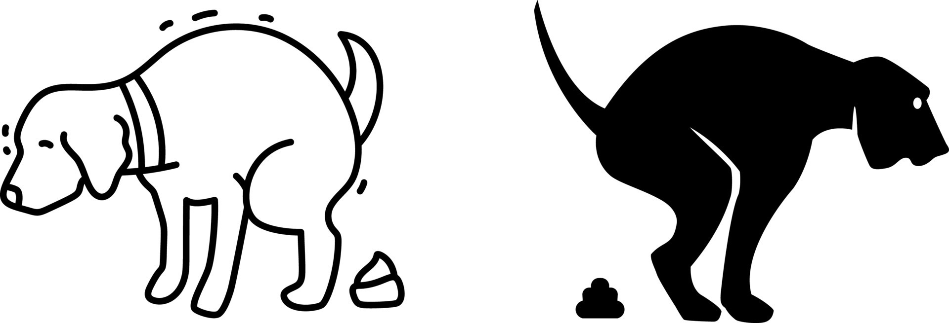 Vector of dog and excrement. alert sign. no dog pooping symbol