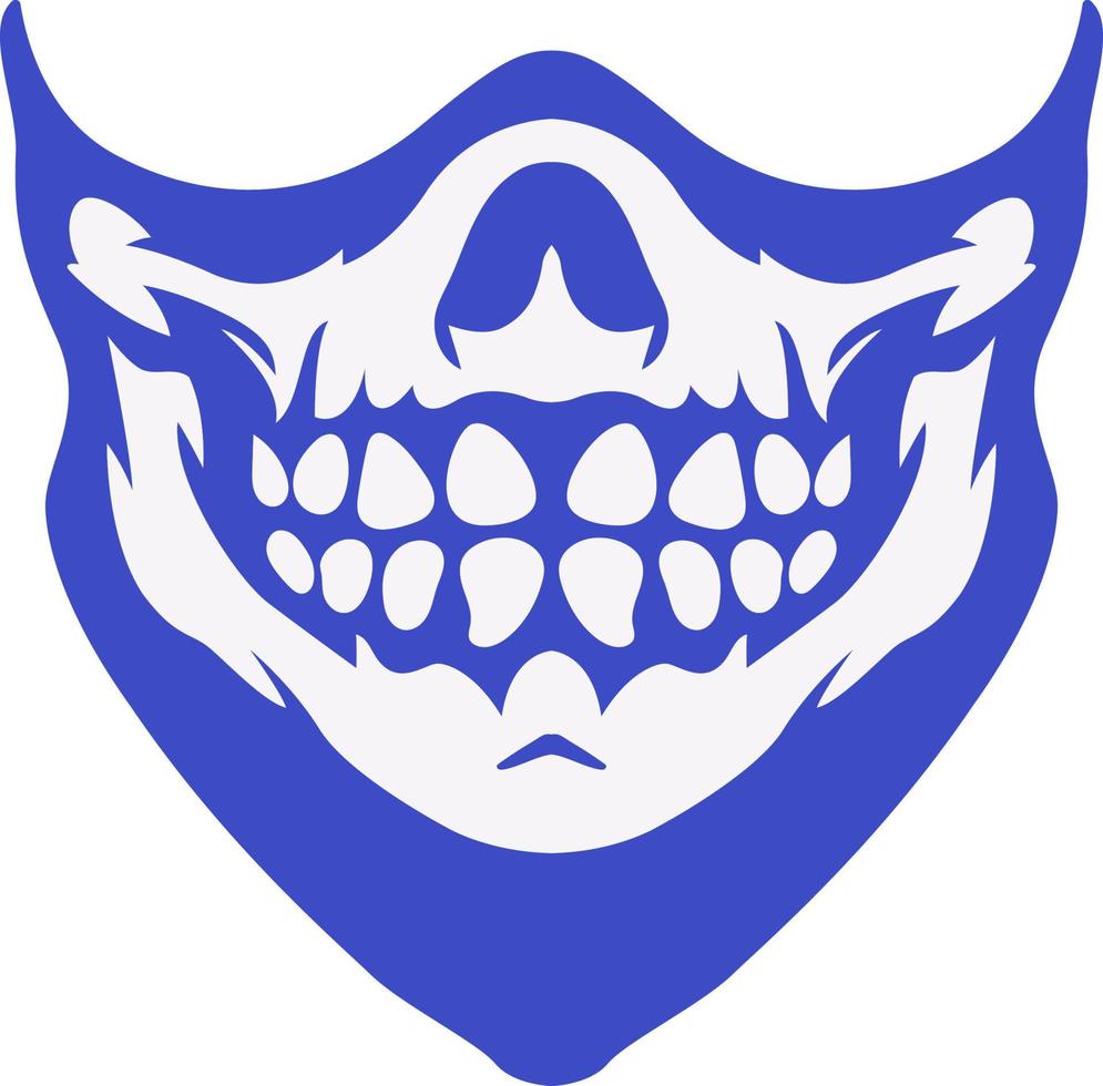 vector of face mask with skull and teeth, flat color design. illustration isolated on white