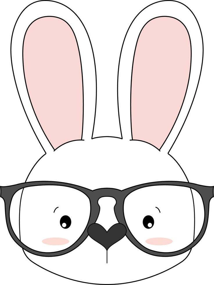 vector de lindo conejito con lentes, ilustracion infantil, personaje adorable. rabbit cartoon.