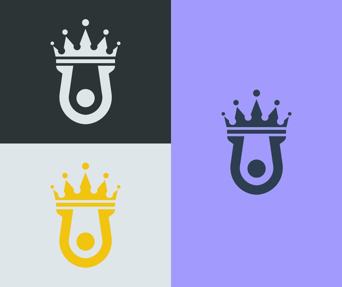 Holding crown concept. Creative letter U logo vector template. Modern and futuristic concept.