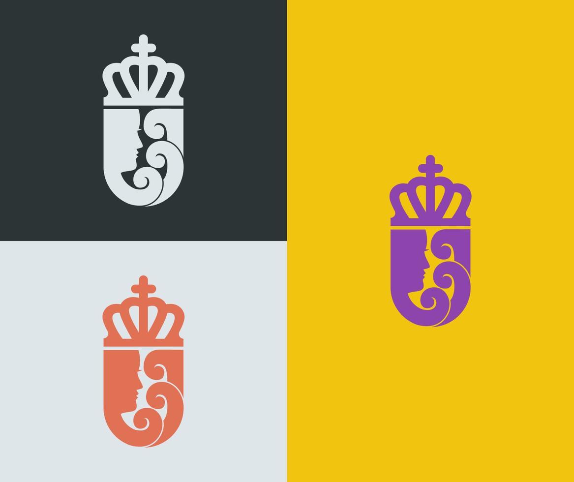 Queen concept. Creative letter U logo vector template. Modern and futuristic concept.