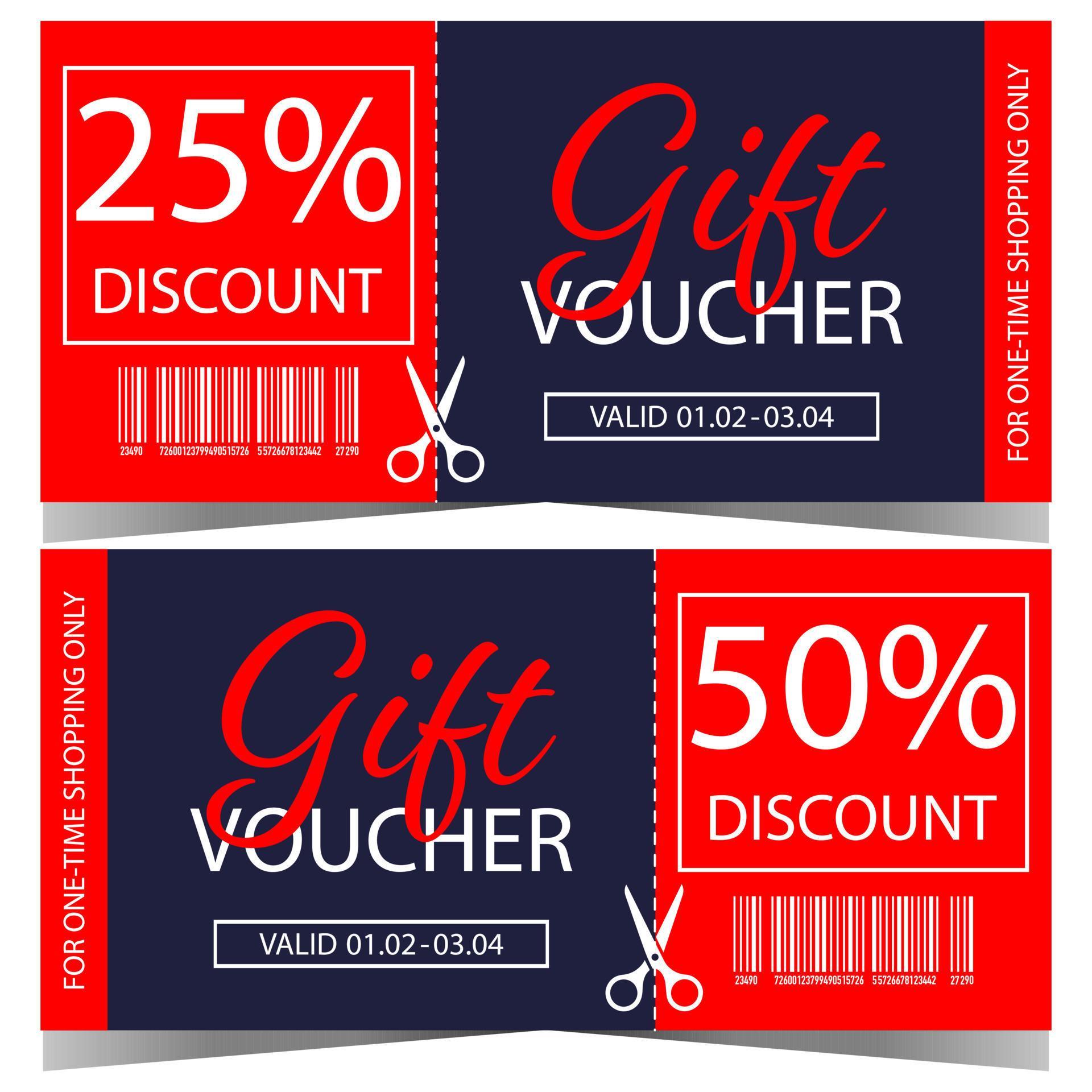 Gift voucher or discount coupon design template suitable for birthday shopping present, sale