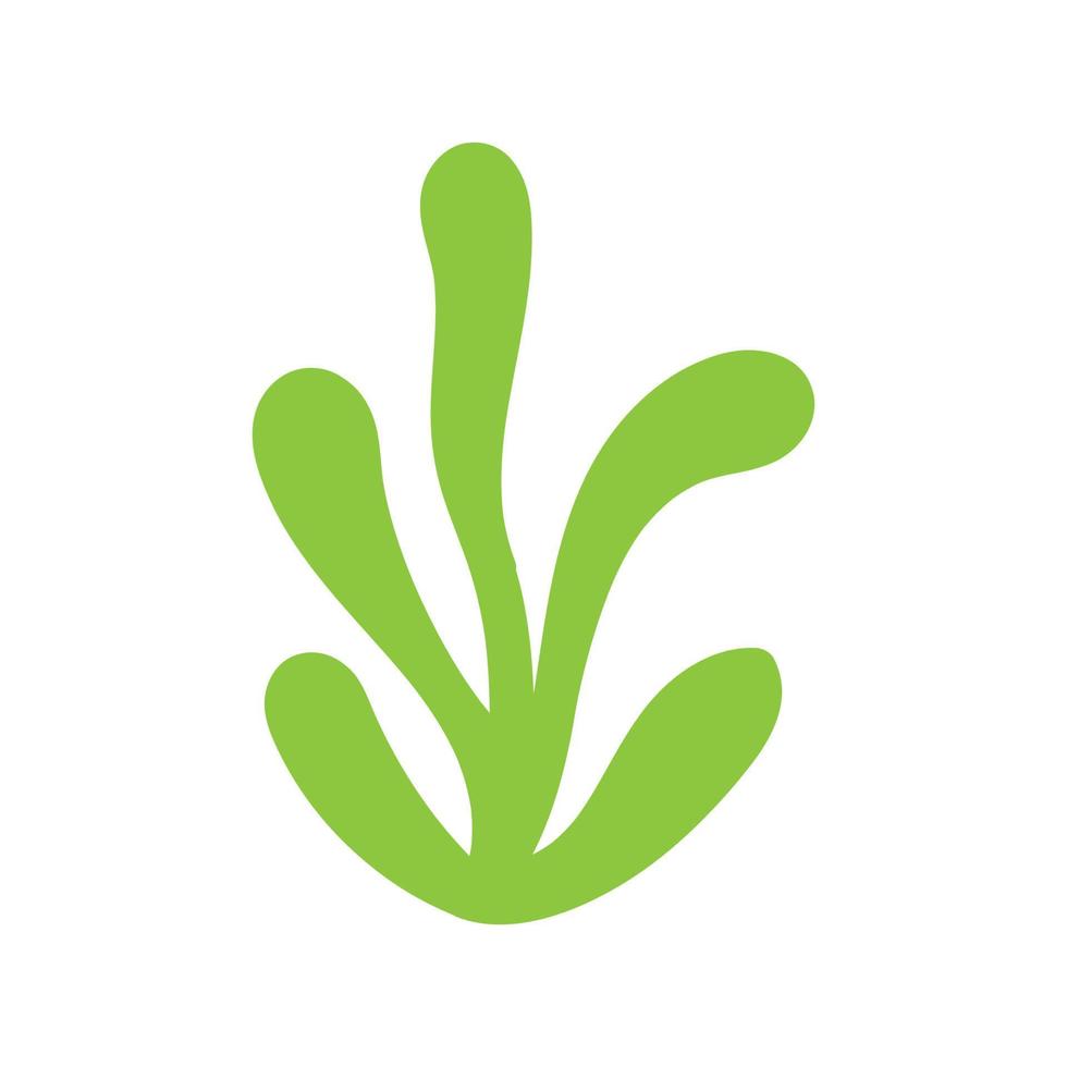 Cute green leaf plant art decoration vector illustration.