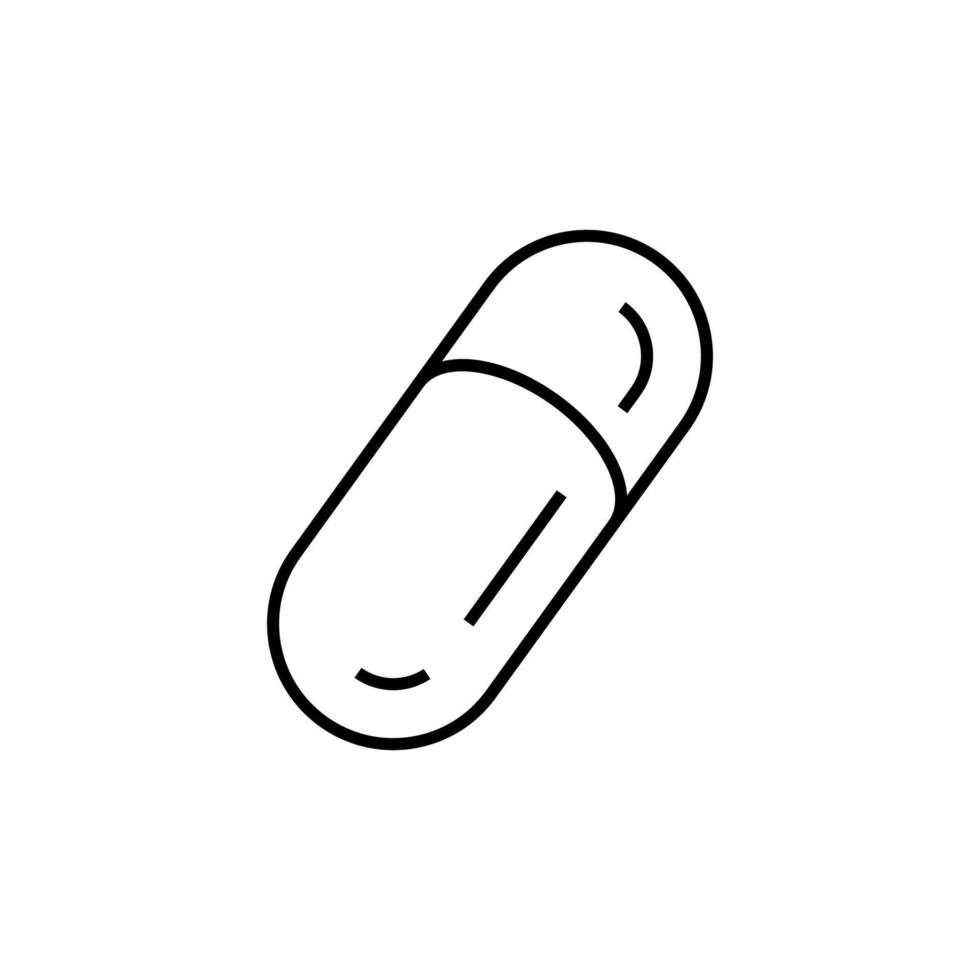 Capsule Isolated Icon drawn with Black Thin Line. Vector sign for applications, books, banners, adverts, sites, shops, stores