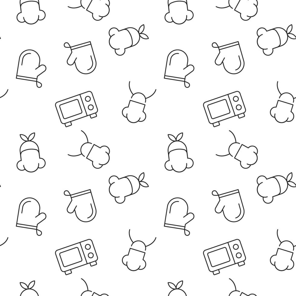 Seamless vector repeating pattern of chef and microwave oven. It can be used for web sites, apps, clothes, covers, banners etc