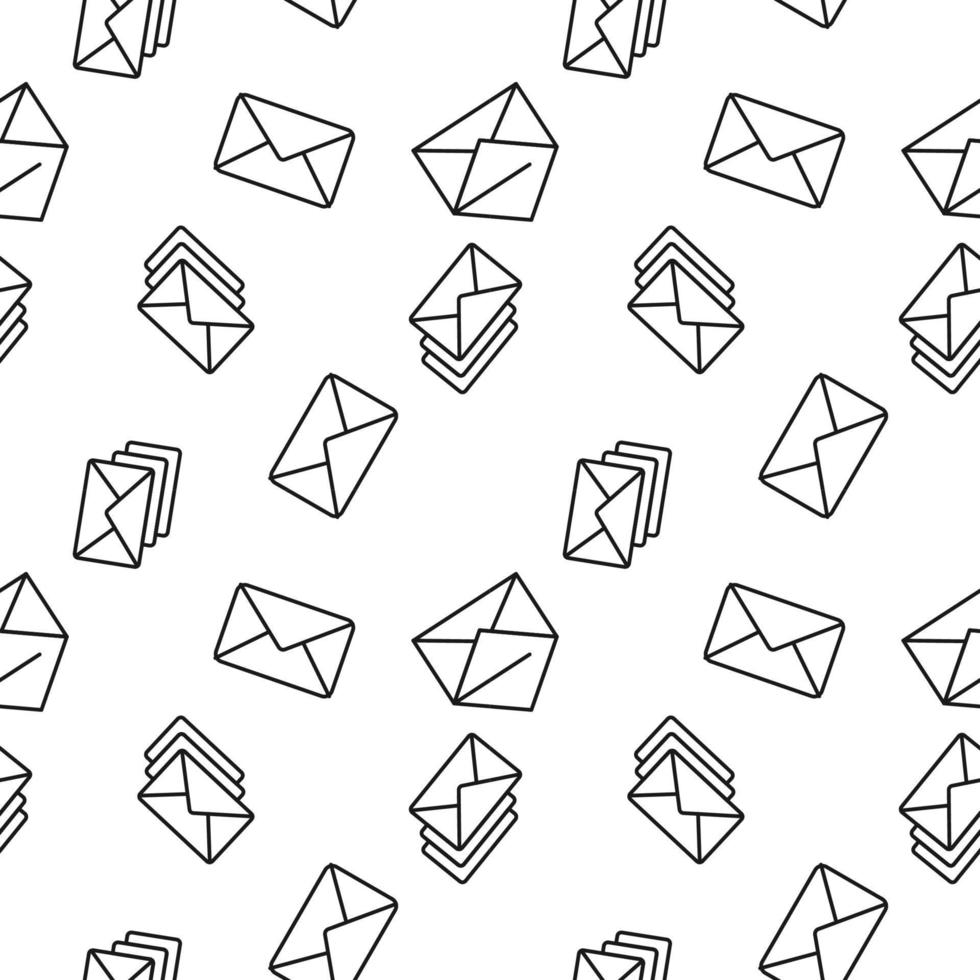 Seamless vector repeating pattern of envelope is made of line icons for polygraphy and websites