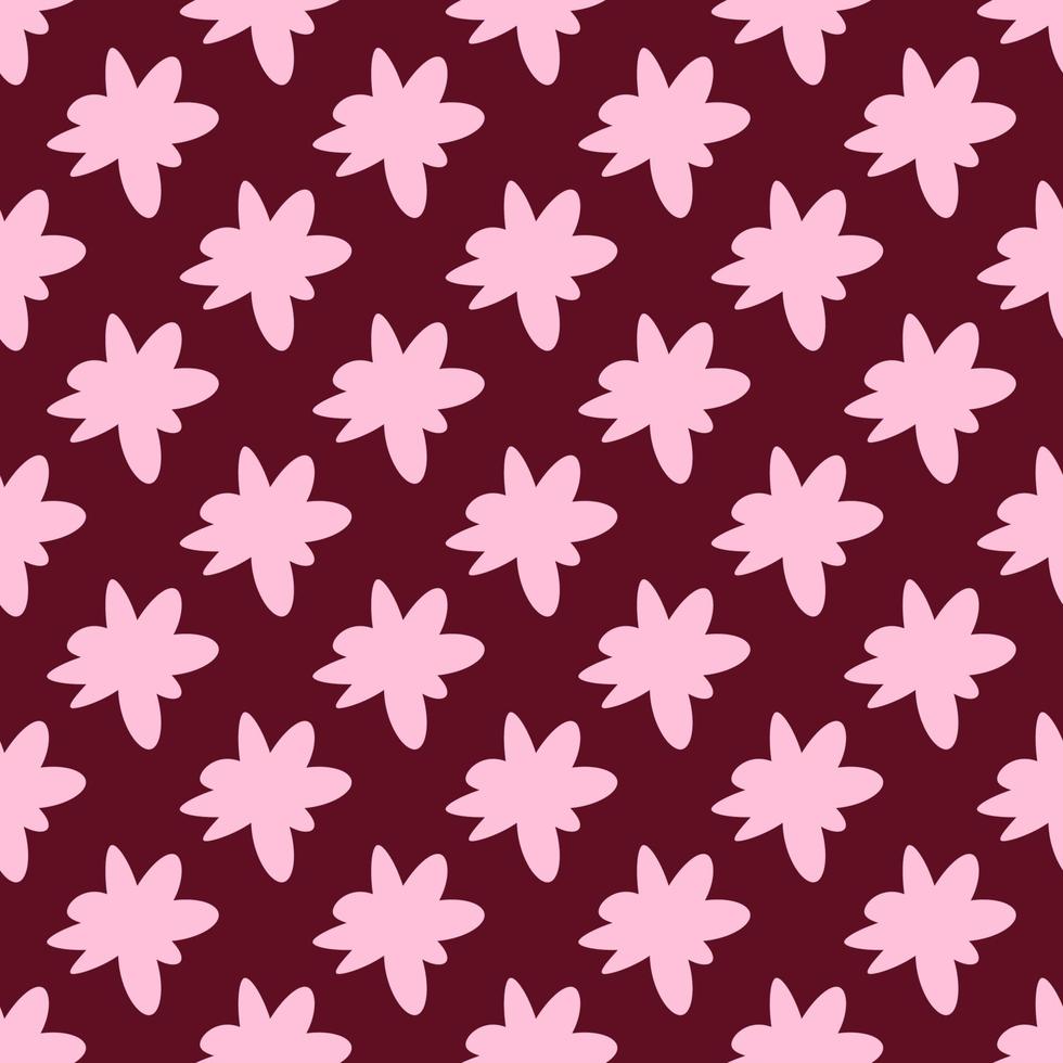 Vector seamless pattern of pink flower on dark violet background. Suitable for web sites, textile, fabric, wallpapers