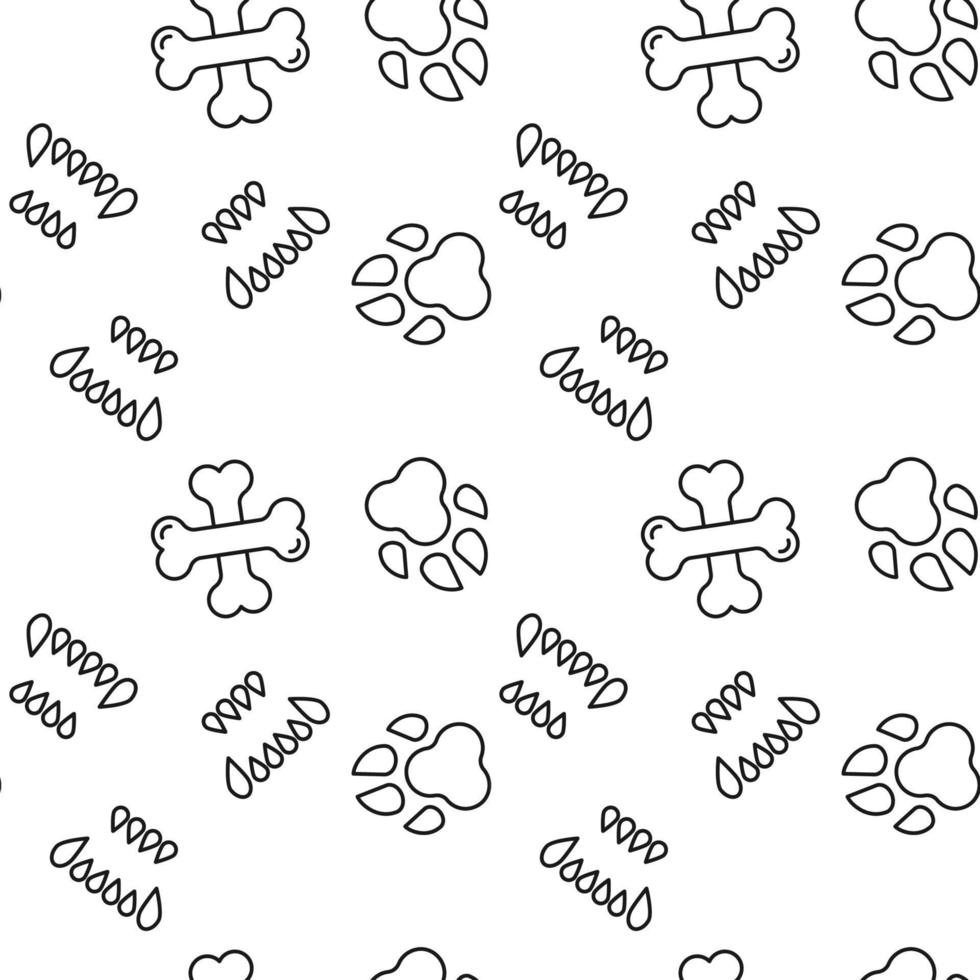 Seamless pattern of animal teeth, paw, crossed bones. Suitable for shops, web sites and applications, media, backgrounds vector