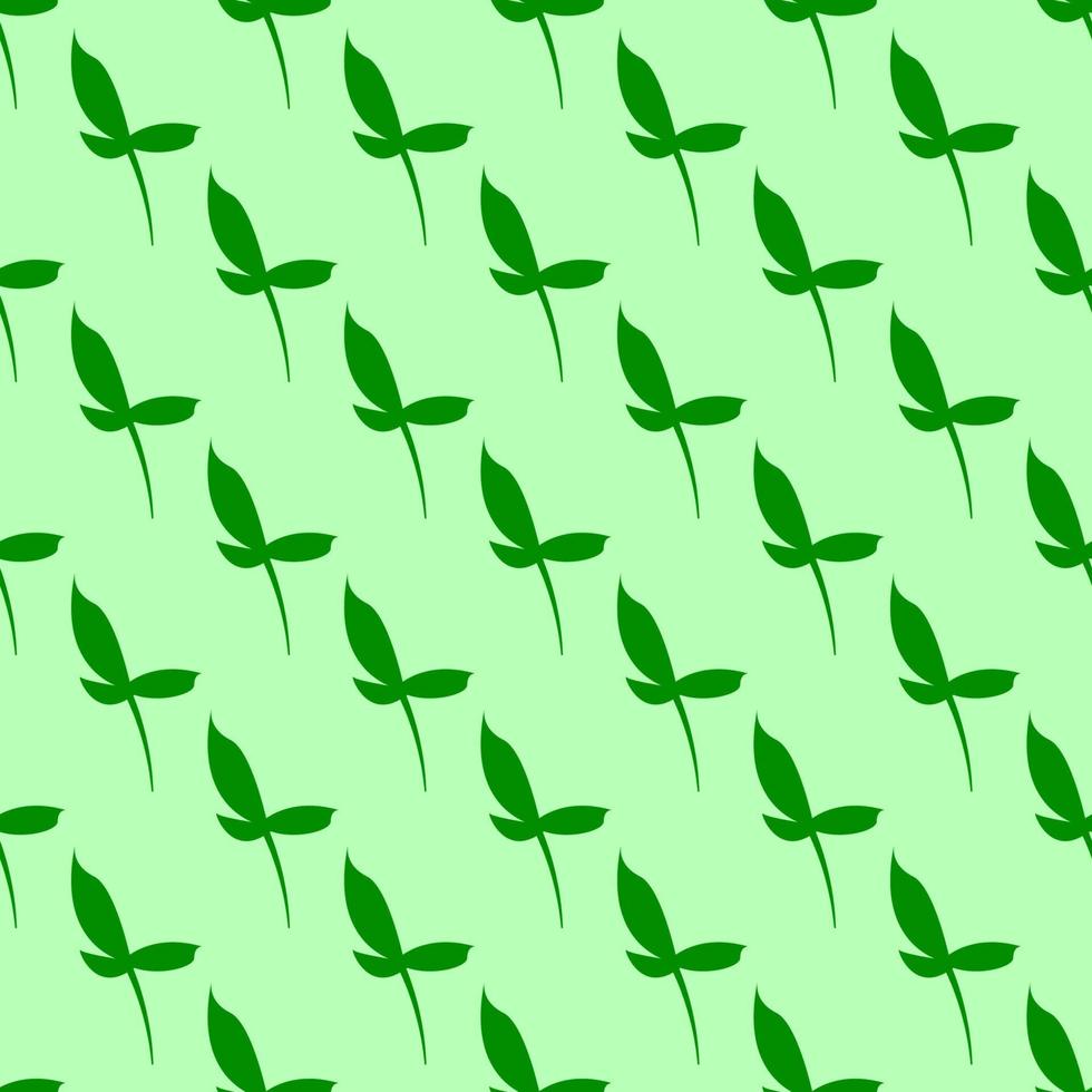 Vector seamless pattern of green leaves on light green background. Suitable for web sites, textile, fabric, wallpapers