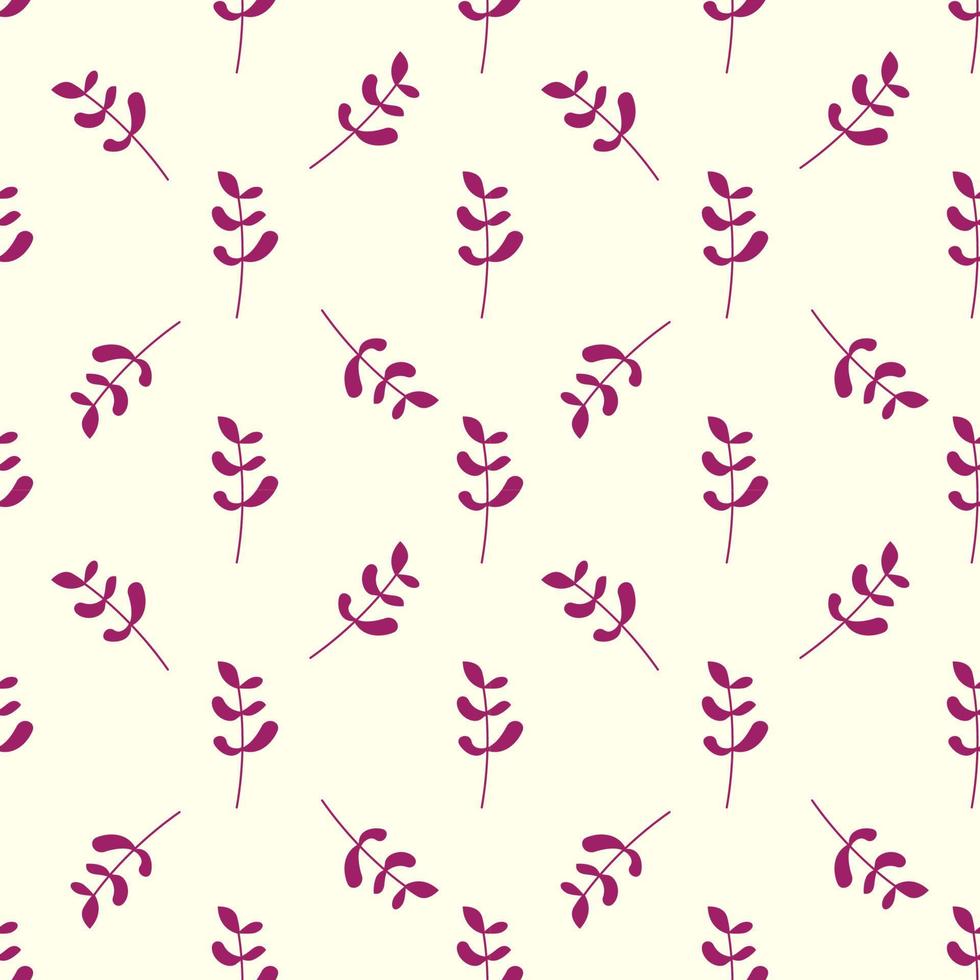 Seamless vector repeating pattern of dark violet plant on light beige background